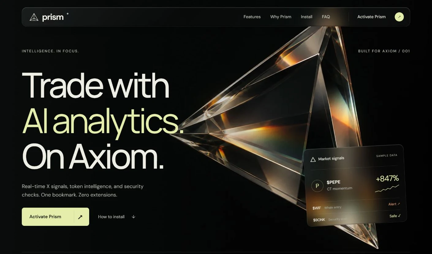 PRISM website homepage