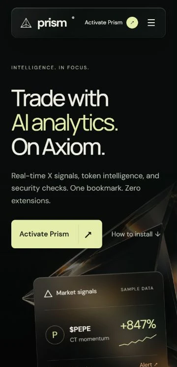 PRISM mobile homepage