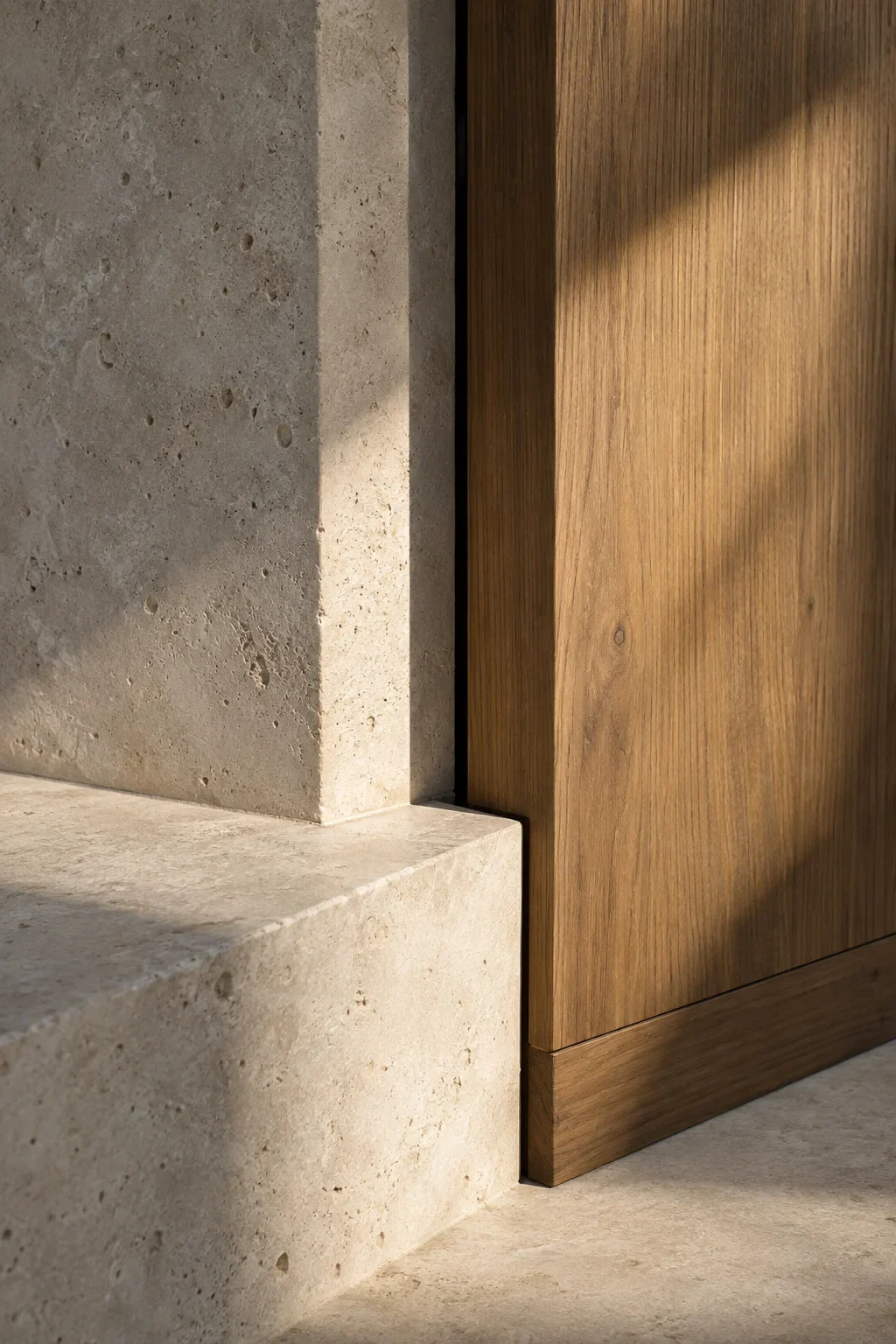 Oak and limestone junction in Pacific House