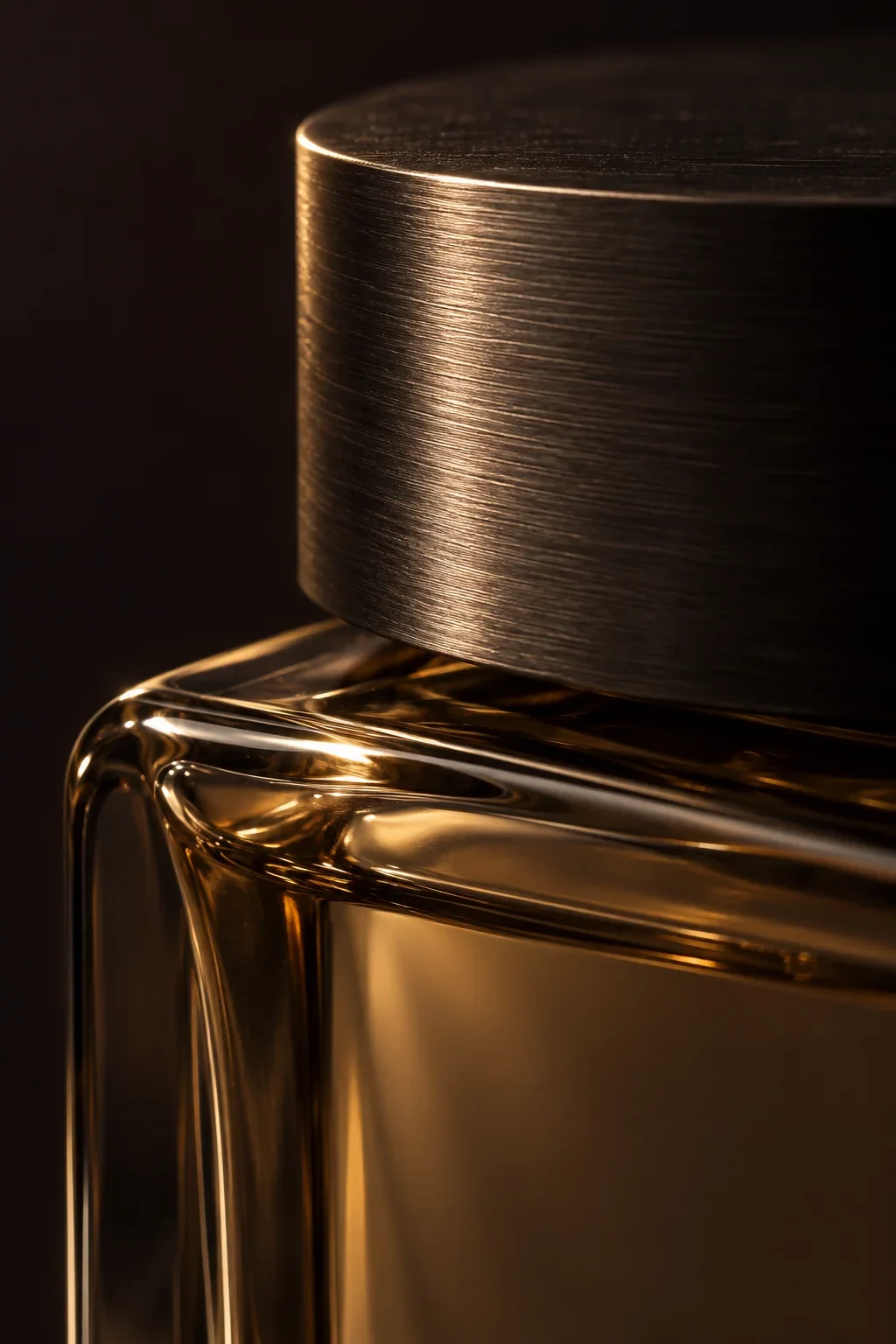 Close detail of brushed metal and smoked glass